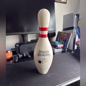 AMF Happy Birthday Bowling Pin Full Regulation Size 15” x 4.75” - Nice Shape!!!